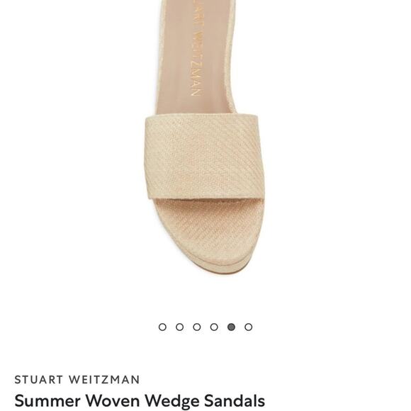 Stuart Weitzman Woven Wedge wheat Sandals 7 - Picture 3 of 9